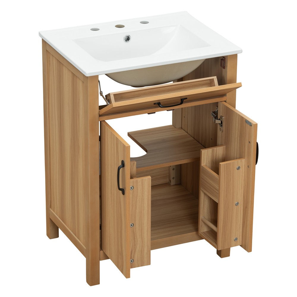 24″ 30″ Bathroom Vanity w/Sink, Freestanding Vanity Storage Door Cabinet, Drawer