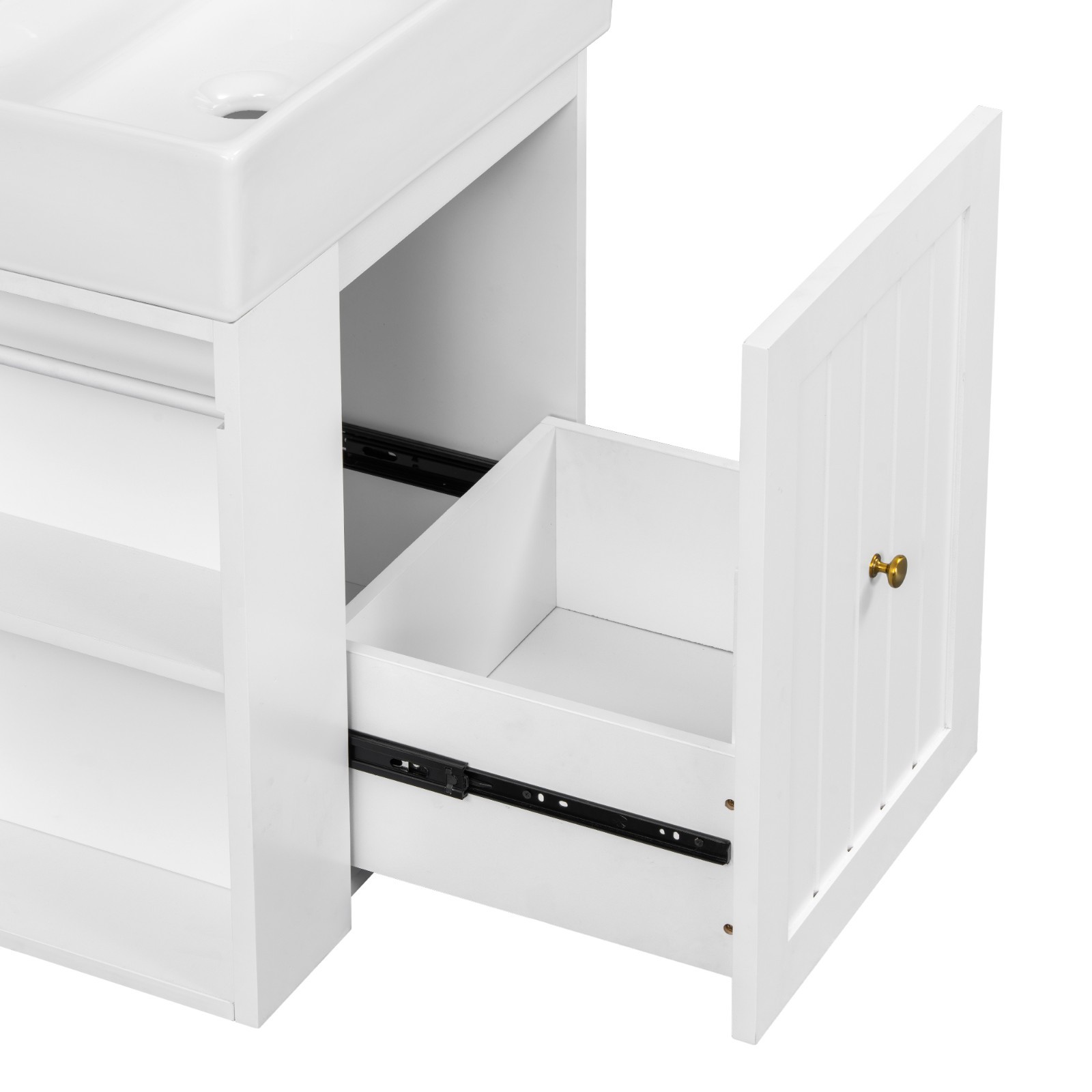 20 Inch Bathroom Vanity Storage Cabinet With Ceramic Sink Storage Drawer Shelf