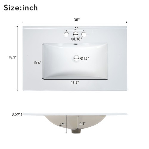 30″ Bathroom Vanity with Sink, Solid Wood Frame, Sage Green