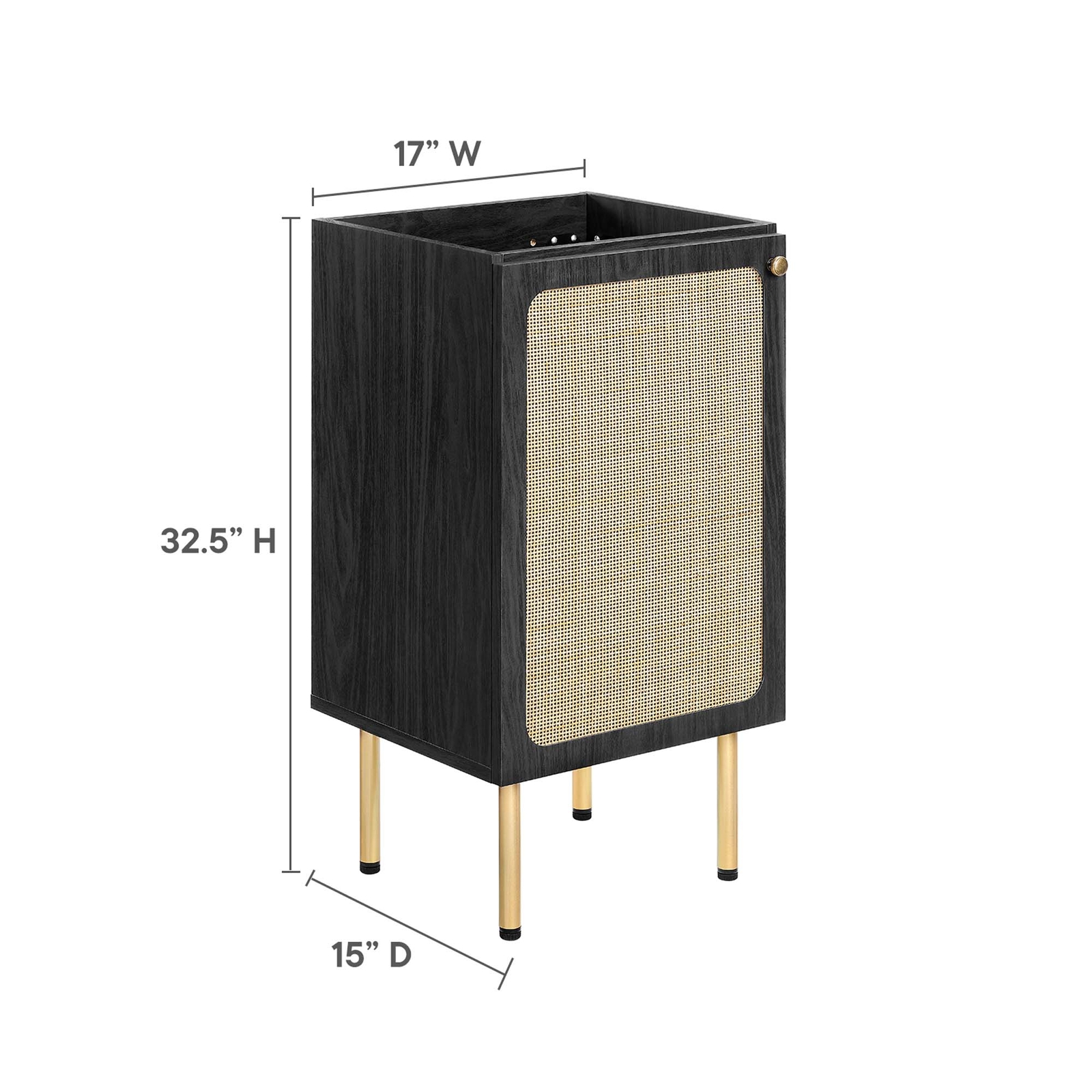Modway Chaucer 18” Bathroom Vanity Cabinet in Black (Sink Basin Not Included)