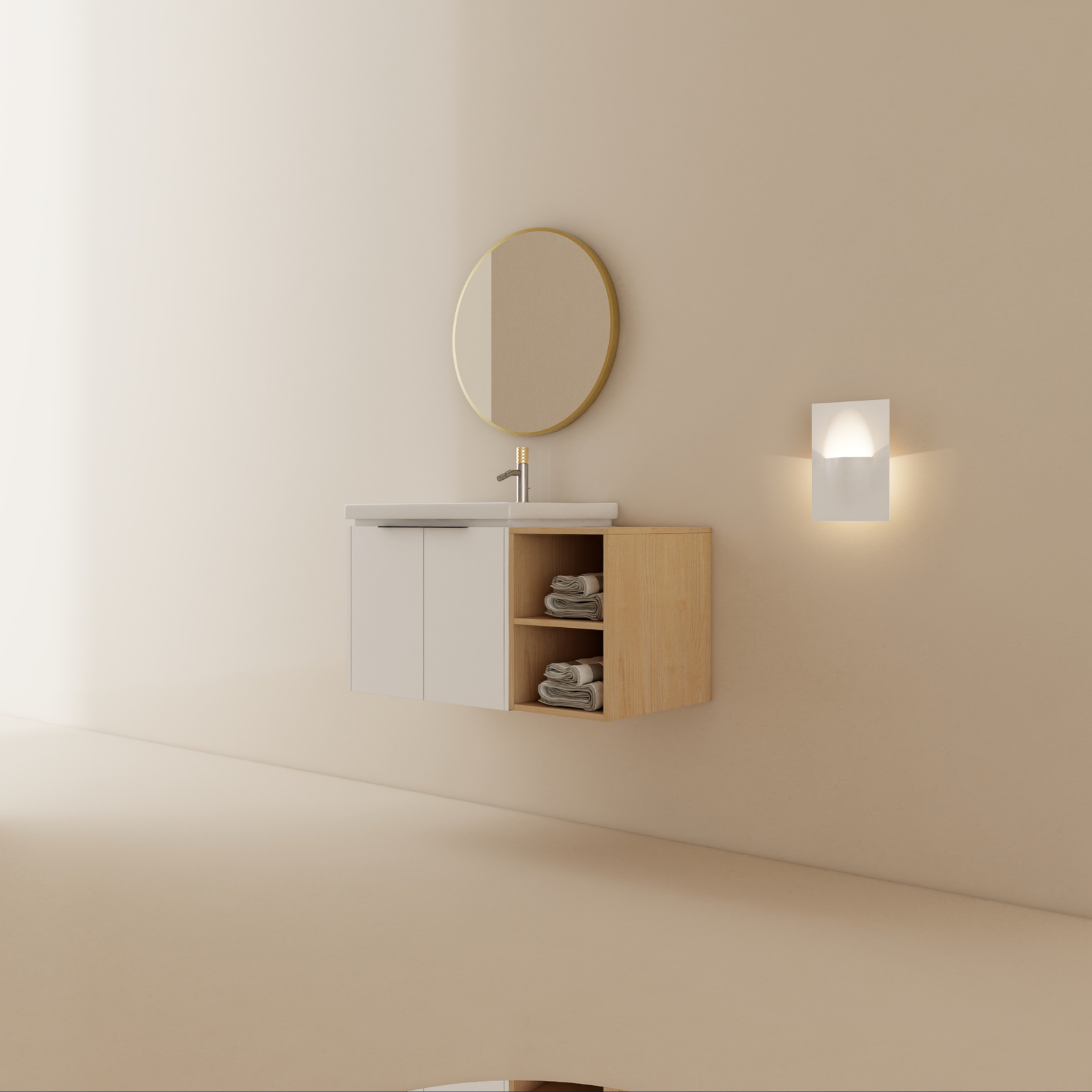 36″ Wall Mounted Bathroom Vanity with Sink Basin Storage Cabinet +Small Shelves