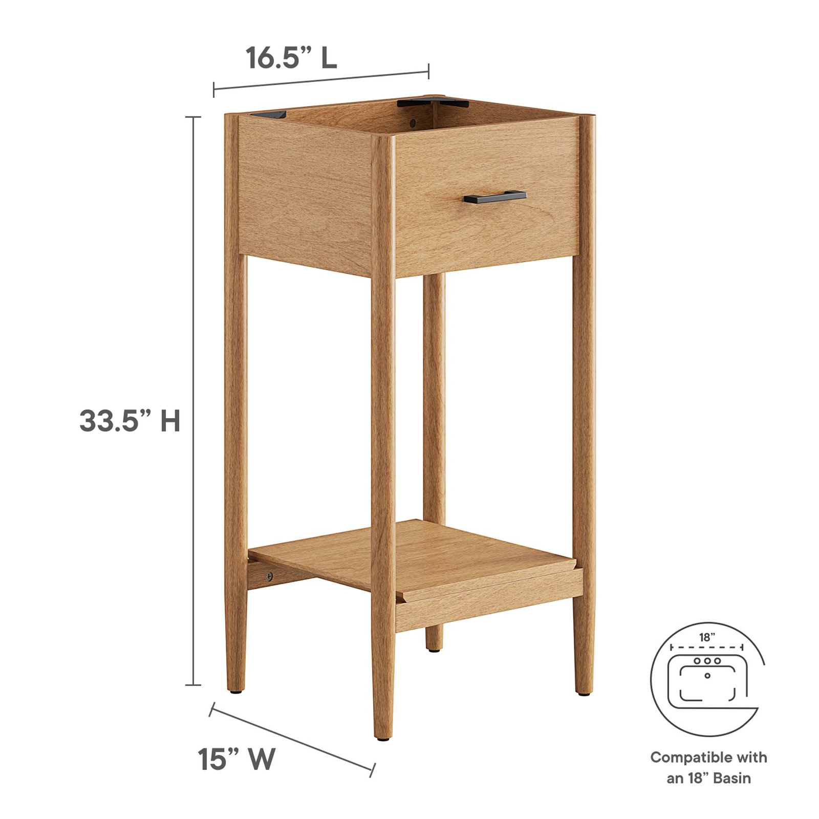 Zaire 18″ Bathroom Vanity Cabinet (Sink Basin Not Included) in Natural