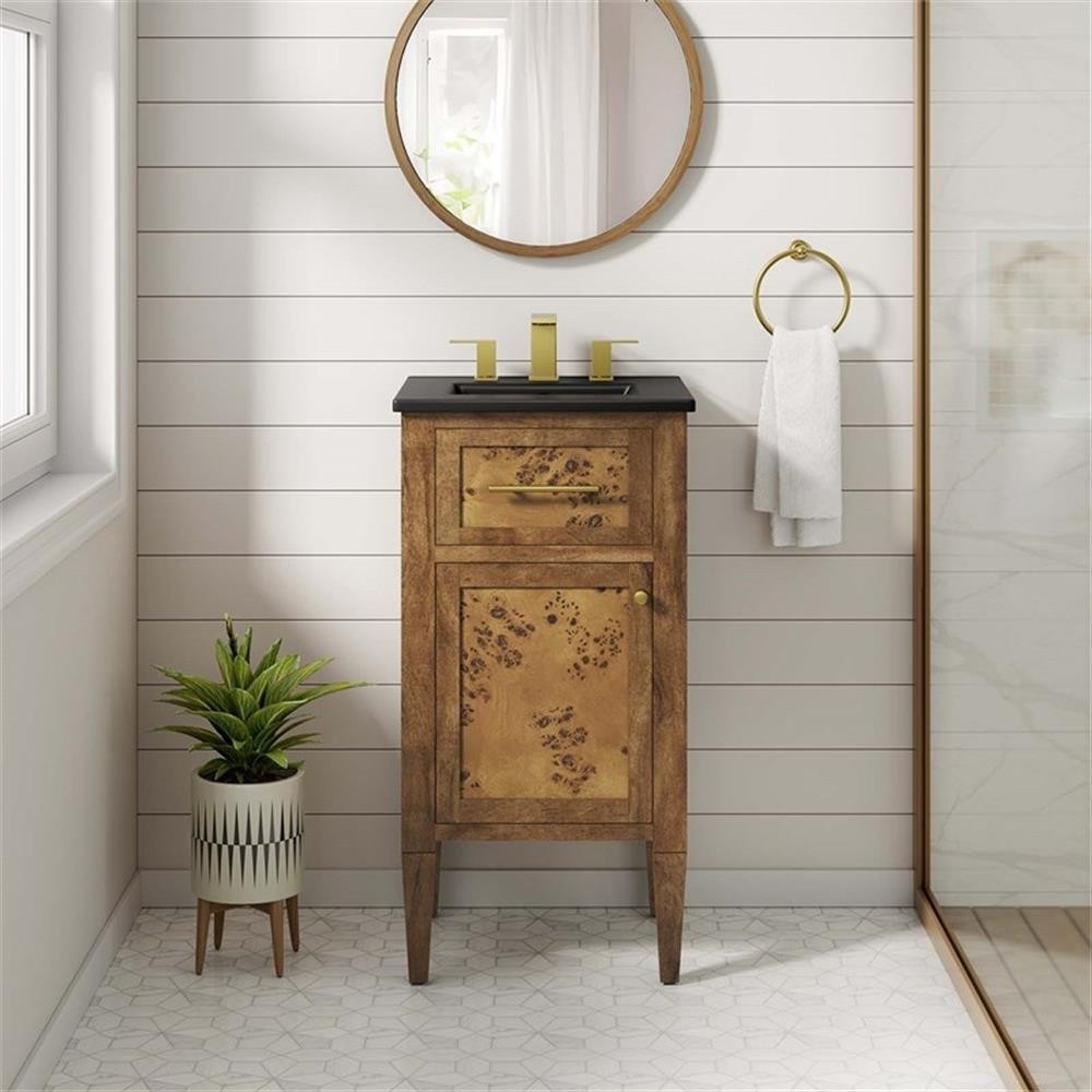 Modway Elysian 18″ Modern Wood Bathroom Vanity in Black and Brown