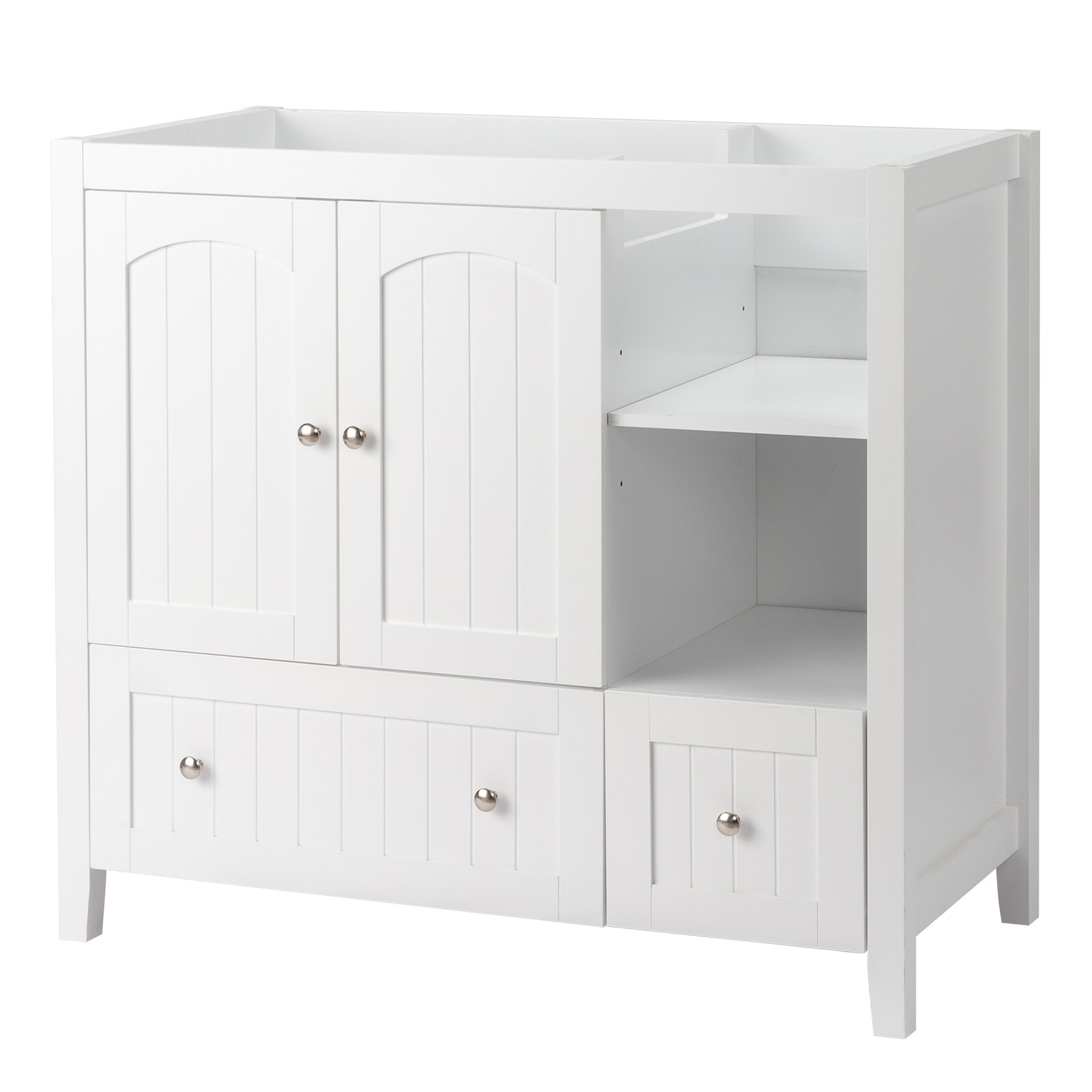 36 inch Bathroom Vanity without Sink Wood Storage Cabinet w/ 2 Doors & 2 Drawers