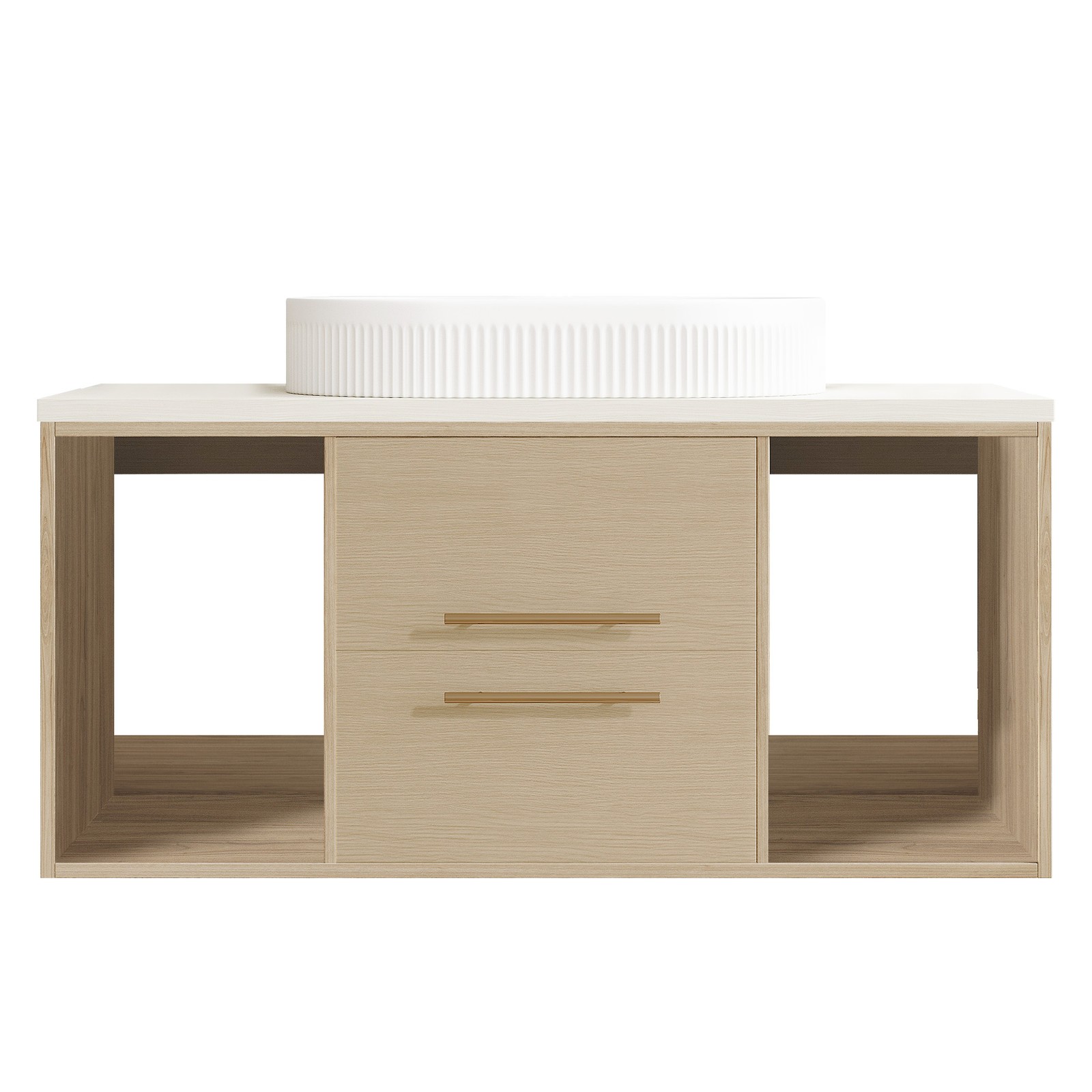 Modern 39.3 Wall-Mounted Bathroom Vanity with Oval Ceramic Sink Floating Vanity