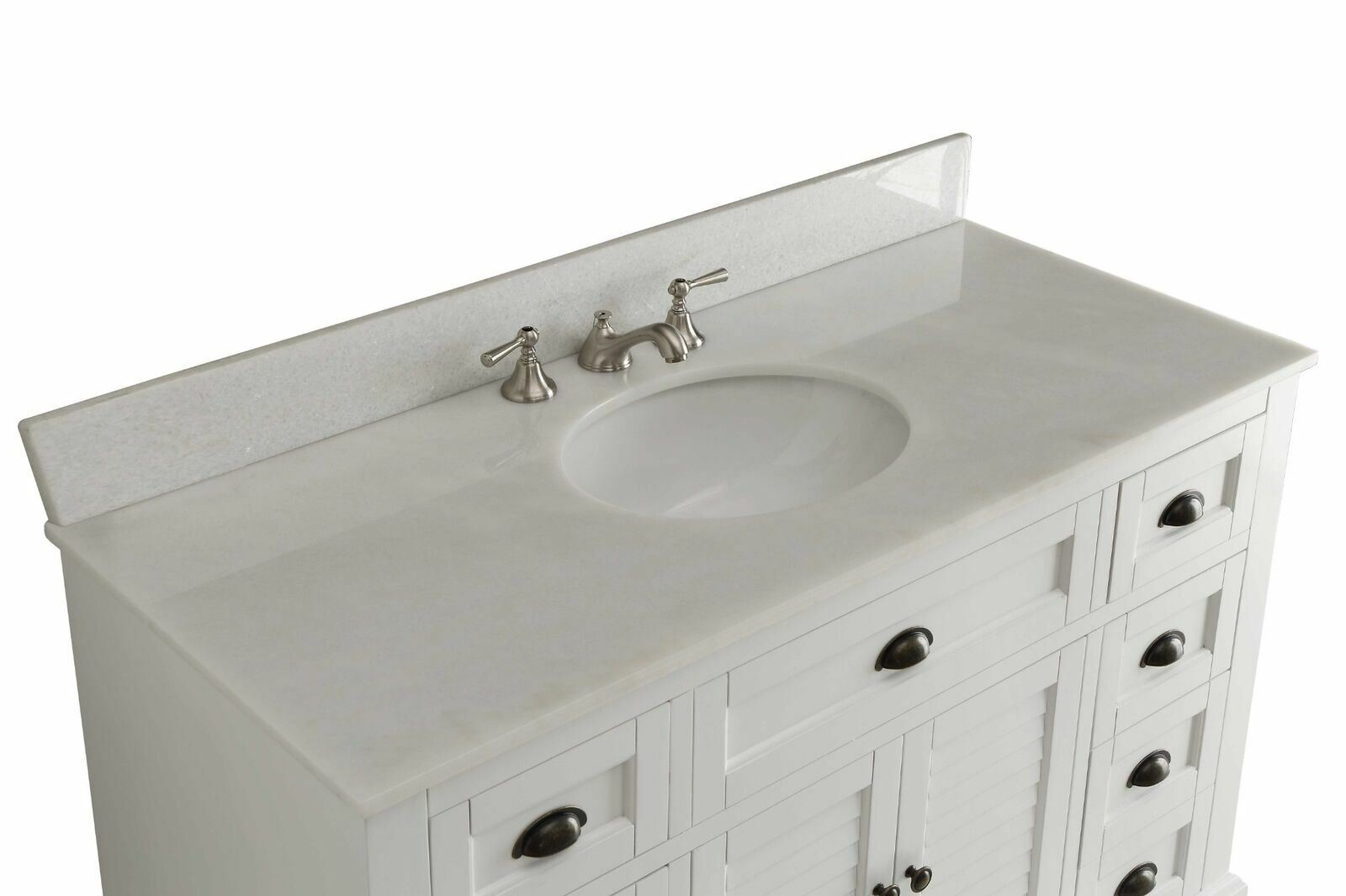 49 inch Glennville White Quartz Top Bathroom Vanity 28327W-QT