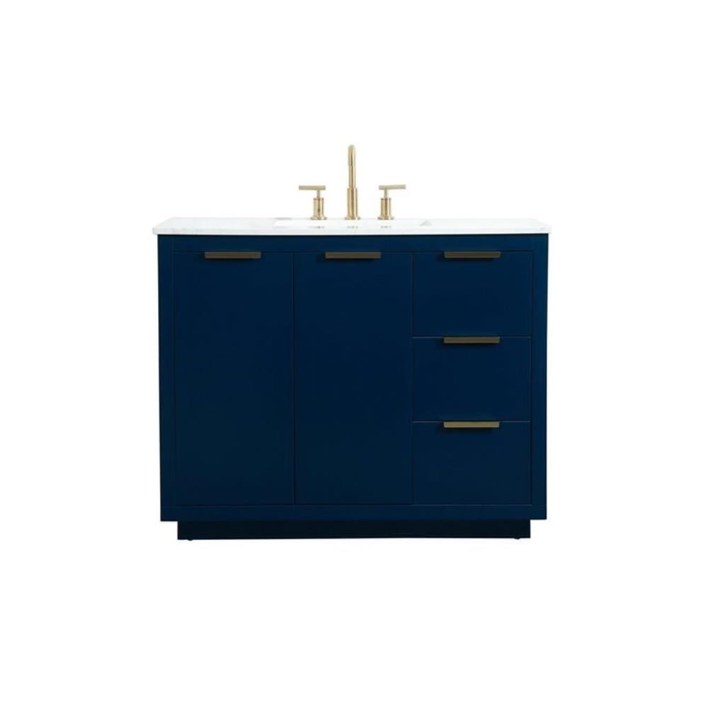 Elegant Decor Blake 42″ Aluminum Alloy MDF Single Bathroom Vanity in Blue