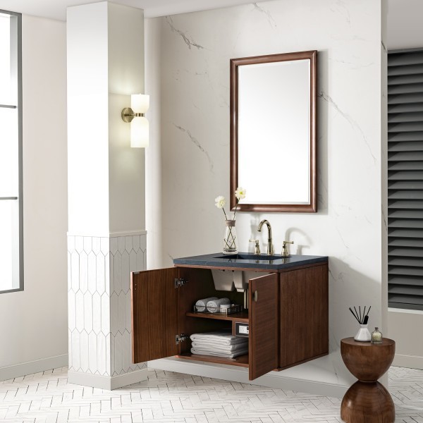 30″ James Martin Amberly 670-V30-WLT-3CSP Vanity Cabinet Charcoal Soapstone Top