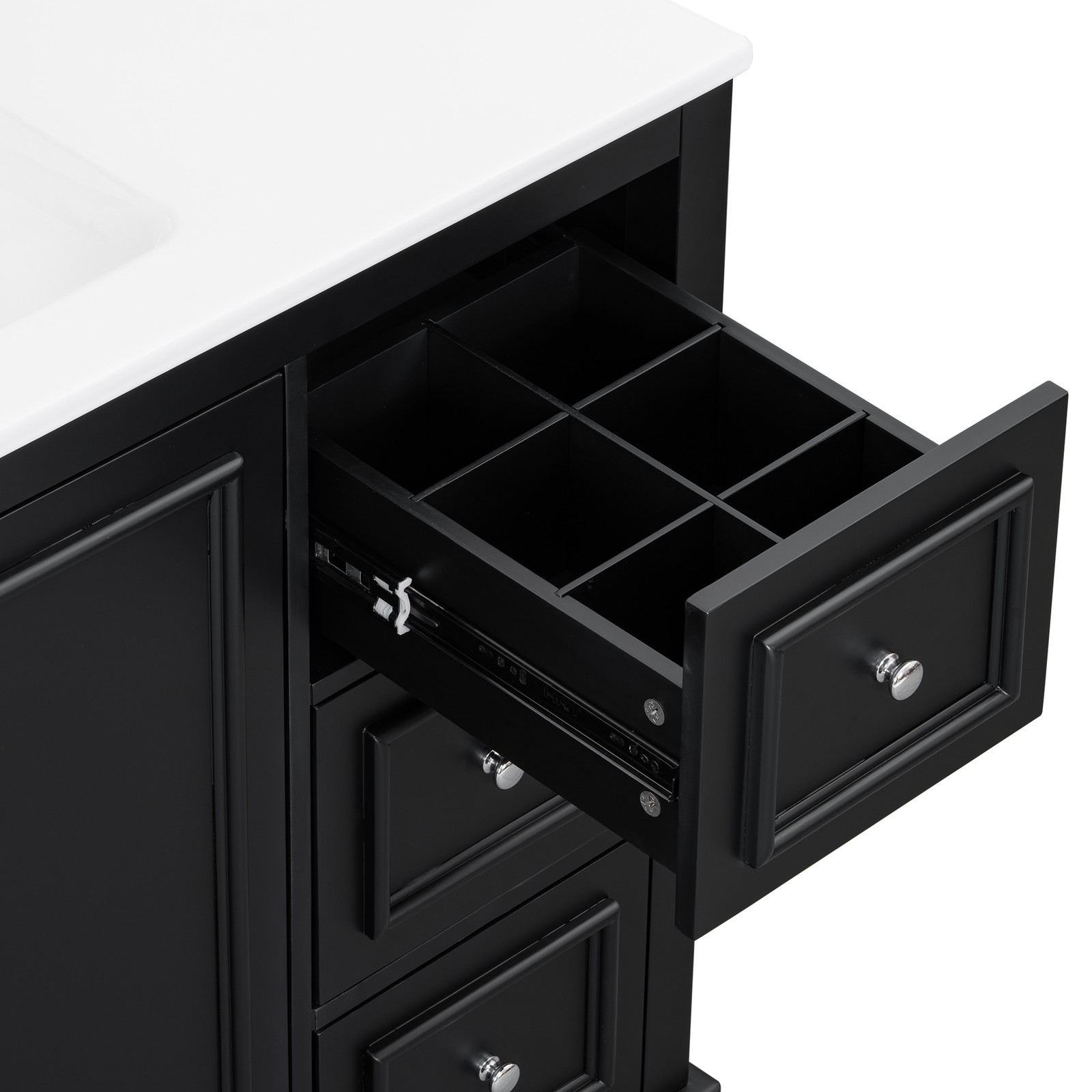 36 Inch Transitional Bathroom Vanity with Ceramic Sink, Black