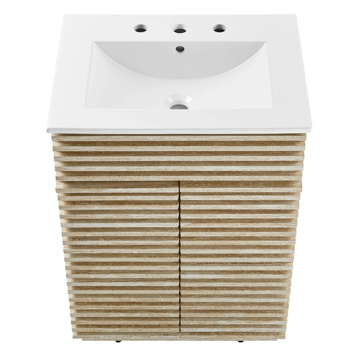 Mid-Century Modern Bathroom Vanity Black, White, Gray, Oak Laminate Tapered Legs