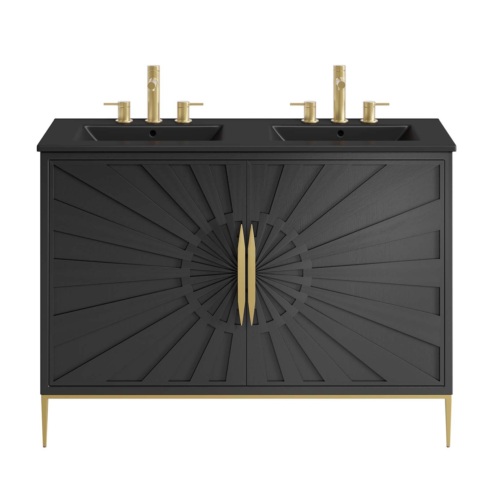 Modway Awaken 48″ Double Sink Bathroom Vanity in Black Black