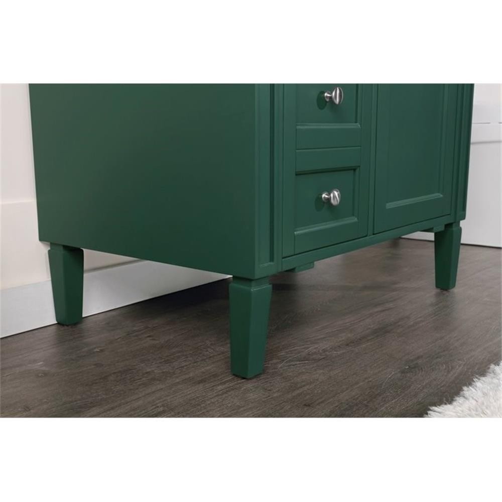 Elegant Decor Park Avenue 32″ Metal MDF Marble Single Bathroom Vanity in Green