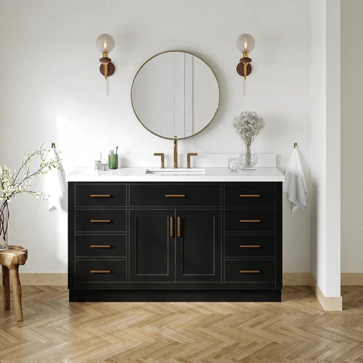 60 in Black Bathroom Vanity Base Only – Single Sink | NEW (Open Box)