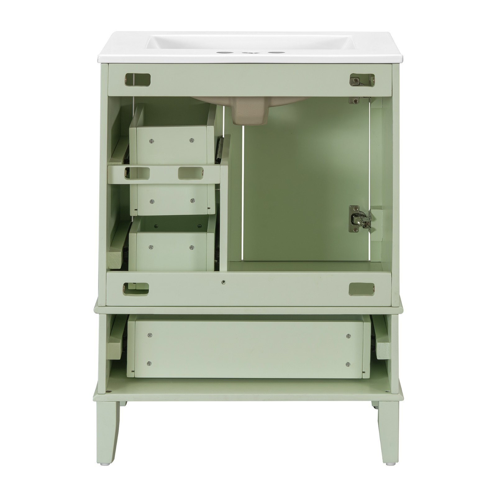 24.8″ Bathroom Vanity with Ceramic Sink,Freestanding Storage Cabinet w/Drawers