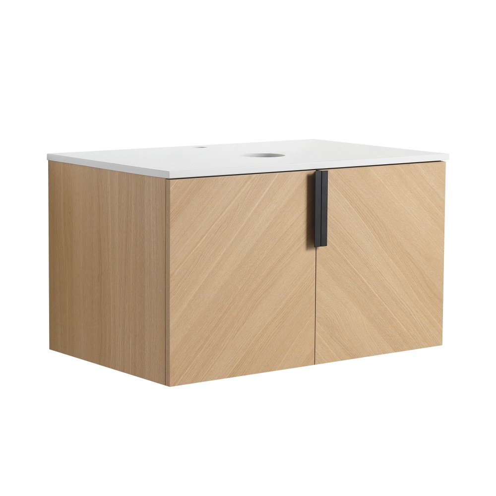 Vanity with Sink and Stone Countertop Features 2 Soft-Close Doors