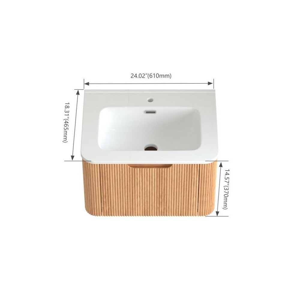 24″ 30″ Floating Vanity Cabinet with Sink, Wall Mounted Bathroom Vanity, Drawer