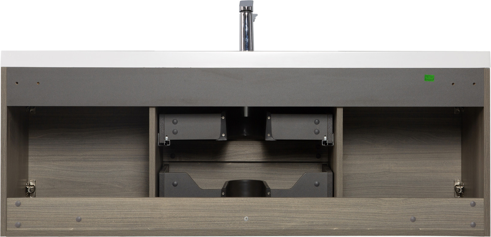 60″ Floating Wall-Mounted Bathroom Vanity with Resin Sink Drawers Doors Ash Grey