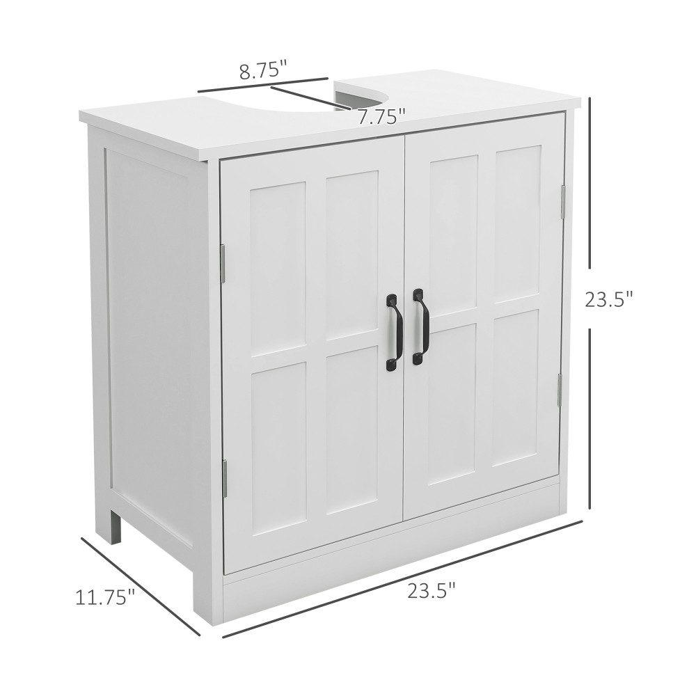 Pedestal Bathroom Storage Cabinet White Adjustable Shelf Under Sink Organizer