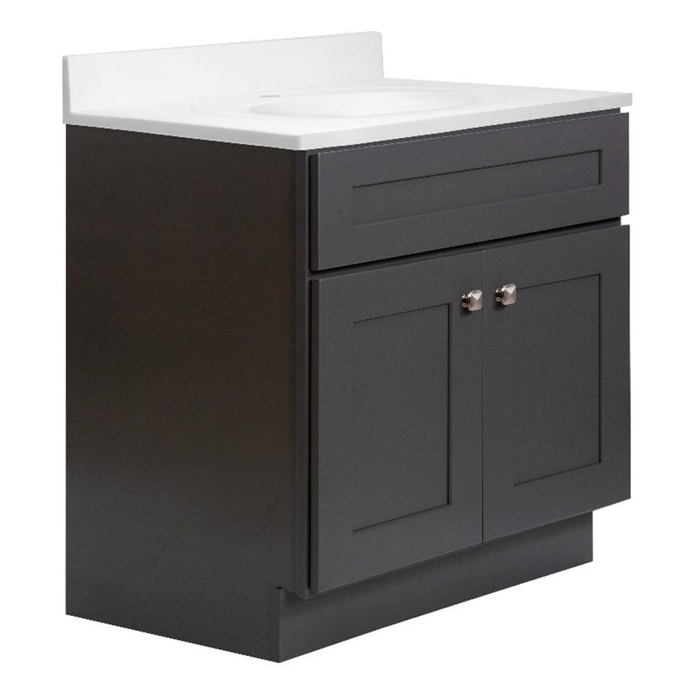 Brookings Bath Vanity Assembled 31×22 – Urbane Bronze Base and Single Hole Top