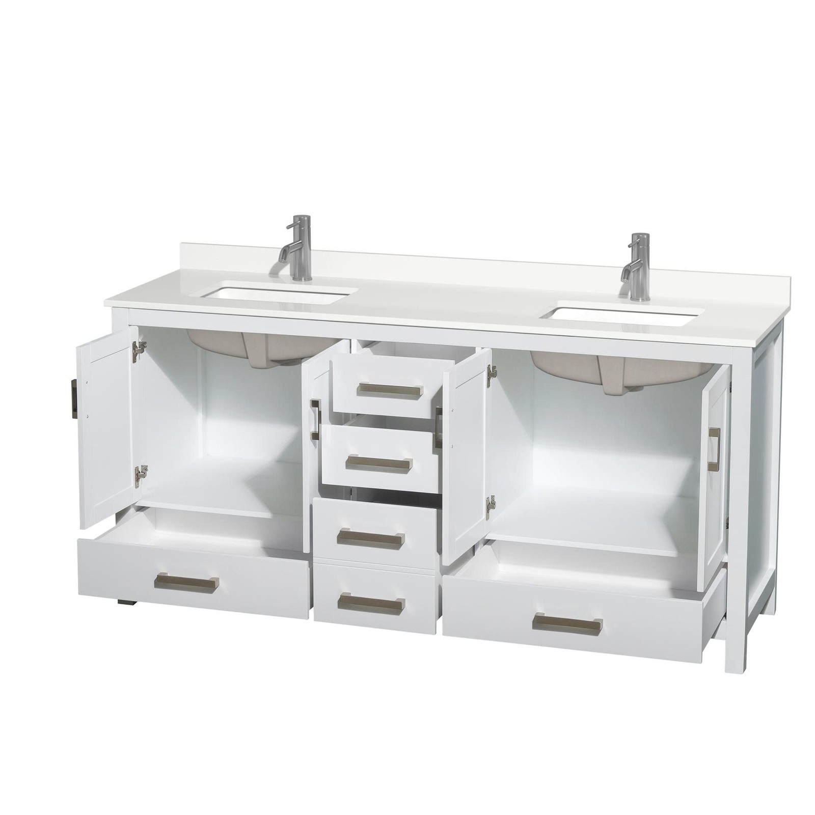 Wyndham Collection WCS141472D-QTZ-UNSMXX Sheffield 72″ – Gray / White Quartz Top