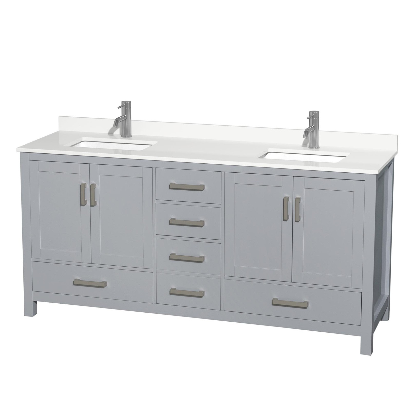 Wyndham Collection WCS141472D-QTZ-UNSMXX Sheffield 72″ – Gray / White Quartz Top