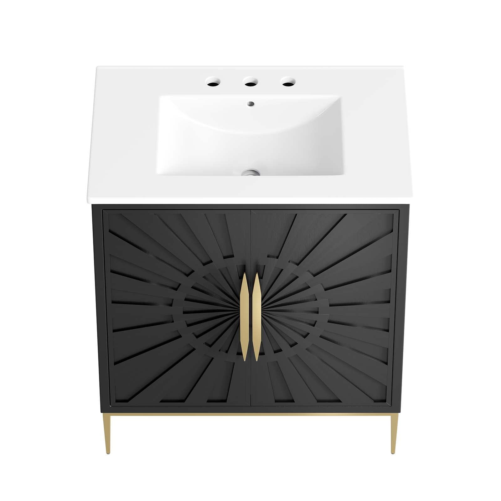 Modway Awaken 30″ Solid Wood and MDF Bathroom Vanity in White/Black