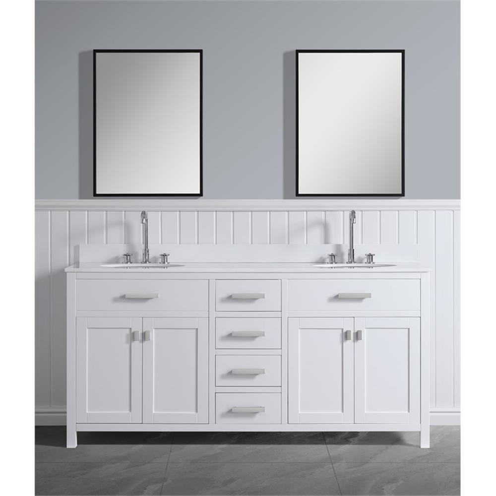Pemberly Row Modern / Contemporary 72″ Vanity Base Only in White