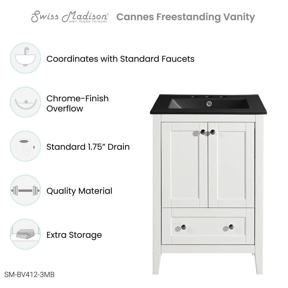 Swiss Madison SM-BV412-3MB Cannes 24″ – White / Matte Black