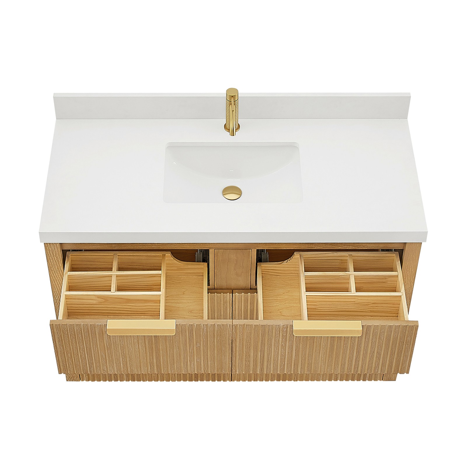 Santarem 48″ Single Bath Vanity in Washed Ash Grey with White Quartz Stone Top