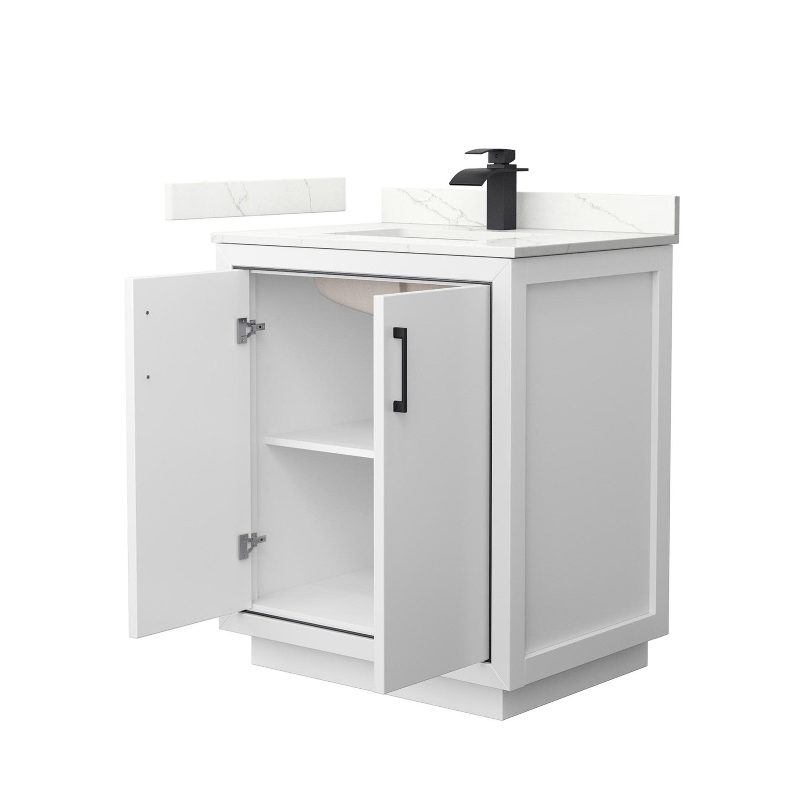 Wyndham Collection WCF111130S-QTZ-UNSMXX Icon 30″ – Dark Gray / White Quartz Top