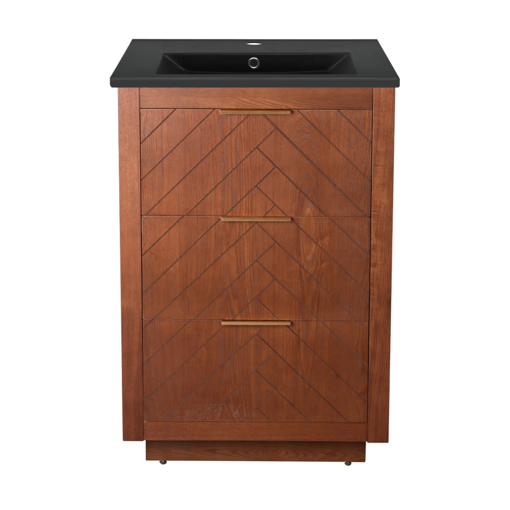 Swiss Madison SM-BV372 Daxton 24″ Freestanding Bathroom Vanity in – Brown Oak /