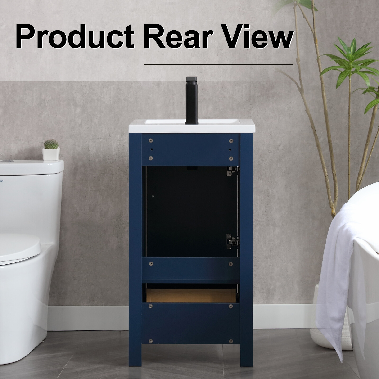 Eclife 18 in Bathroom Vanity Set W/ Drop in Resin Sink Faucet Cabinet Combo