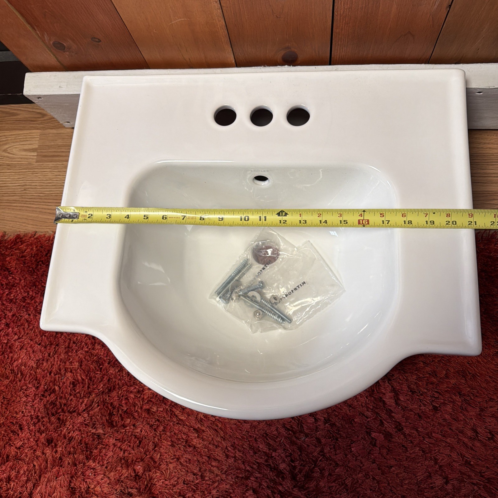 NIB Kohler K-5265 Bathroom White Pedestal Wall Mount Rectangular VANITY SINK