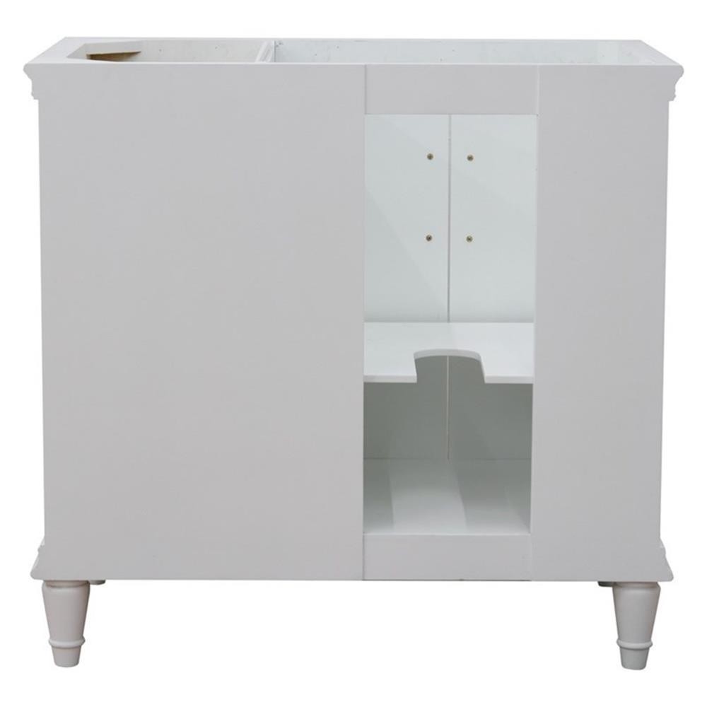 37 in. Single Wooden Vanity White Gray Granite Oval Left Door.Left Sink