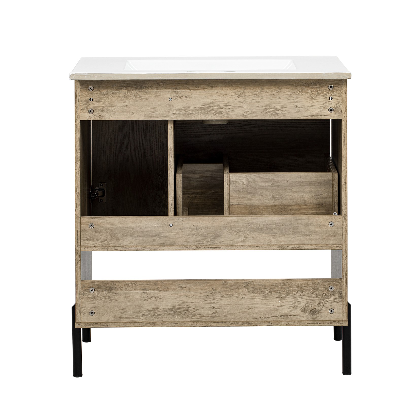 30″ Modern Wood Bathroom Vanity w/Ceramic Sink Bathroom Storage Cabinet，Drawer