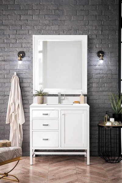 36″James Martin Addison E444-V36-GW-1WZ Vanity Cabinet Single Hole White ZeusTop