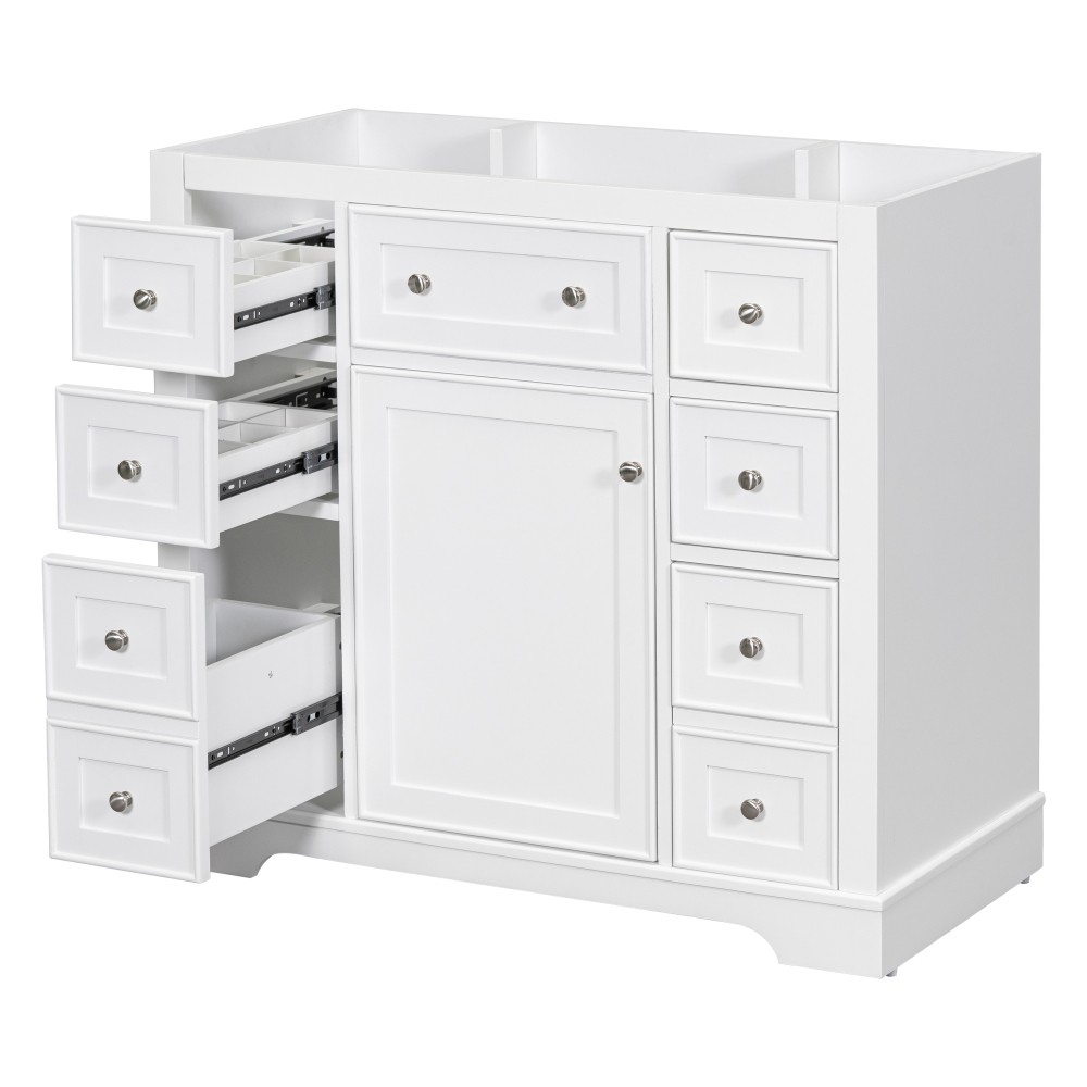 36″ Bathroom Vanity without Sink, Cabinet Base Only, One Cabinet and Six Drawers
