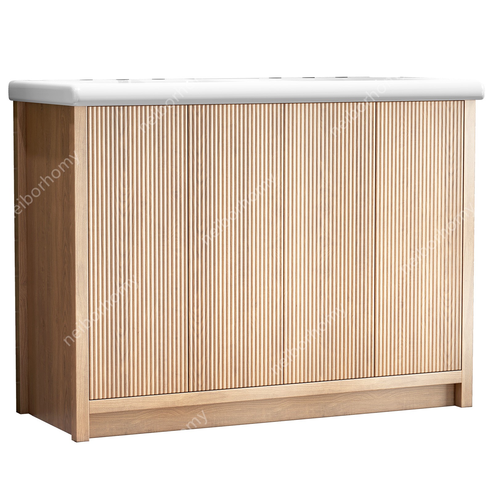 47.3 inch Double Sink Bathroom Vanity Wood Grain Modern 2 Basin Storage Cabinet