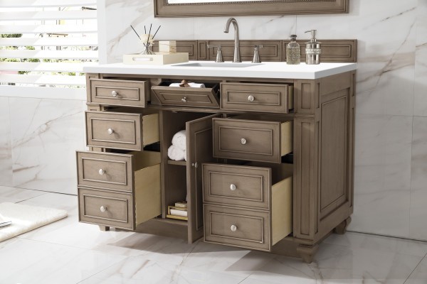 48″ James Martin Bristol 157-V48-WW-3WZ Vanity Cabinet White Zeus Silestone Top