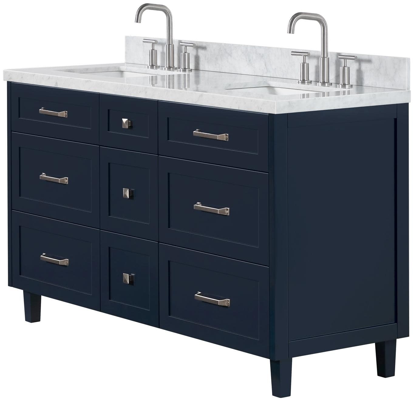 Ariel B61DCWRVO Monroe 61″ – Midnight Blue / Italian Carrara Marble Top /