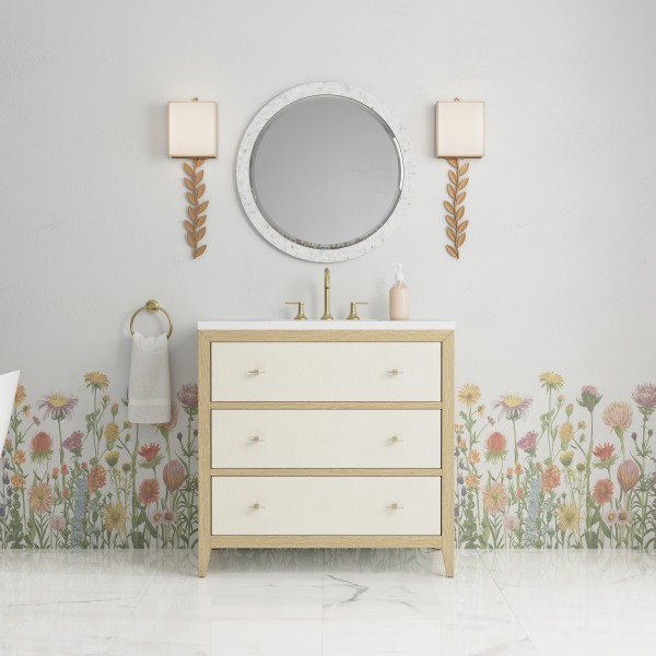 36″ James Martin Celeste D604-V36-SHG-3WZ Vanity Cabinet White Zeus Top
