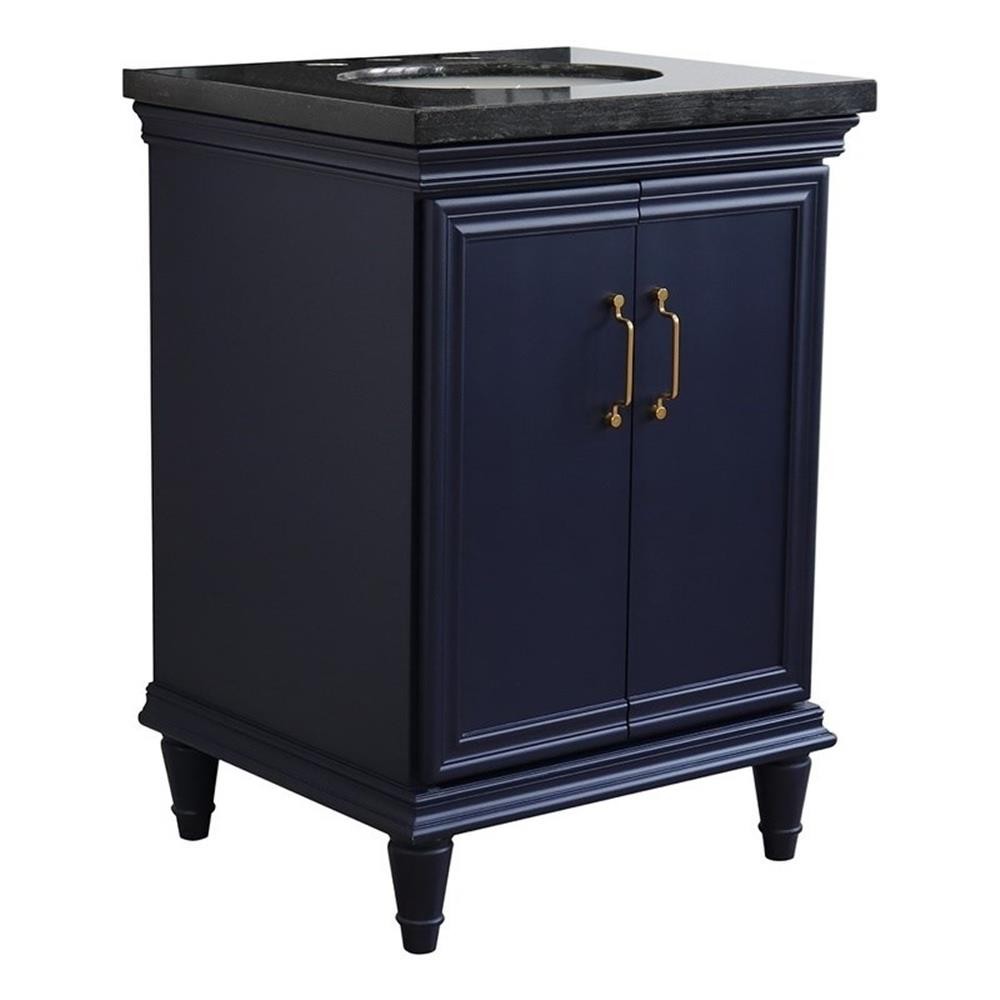 25 in. Single Wooden Vanity Blue with Black Galaxy Oval Sink