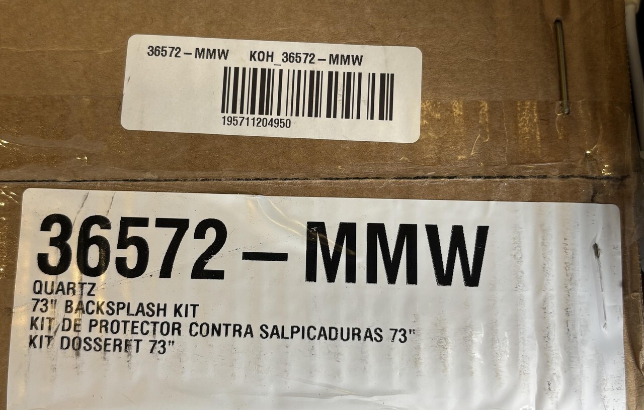 KOHLER 36572-MMW QUARTZ 73″ BACKSPLASH KIT MIAMI WHITE 1P36572-MMW-AA