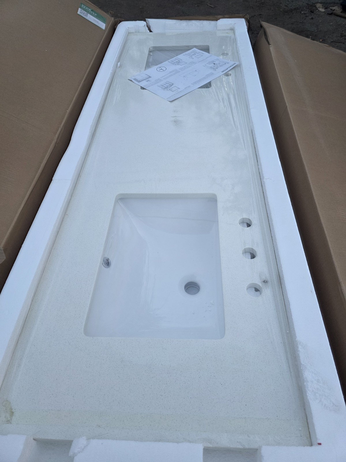 ✨️ YASINU 72 in. W x 22 in. D Quartz White Rectangular Double Sinks Bathroom Van