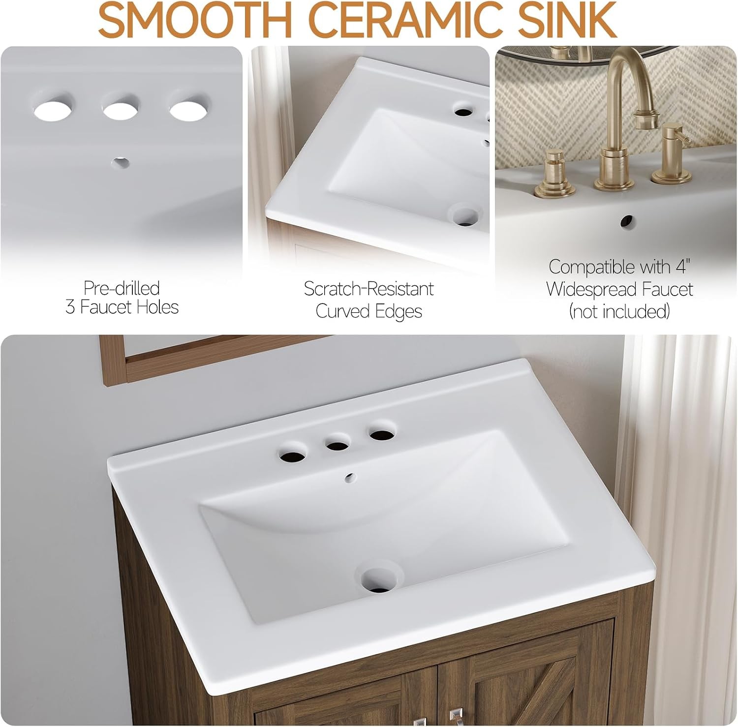 Farmhouse Bathroom Vanity W/ Sink Freestanding Bathroom Vanities W/ Ceramic
