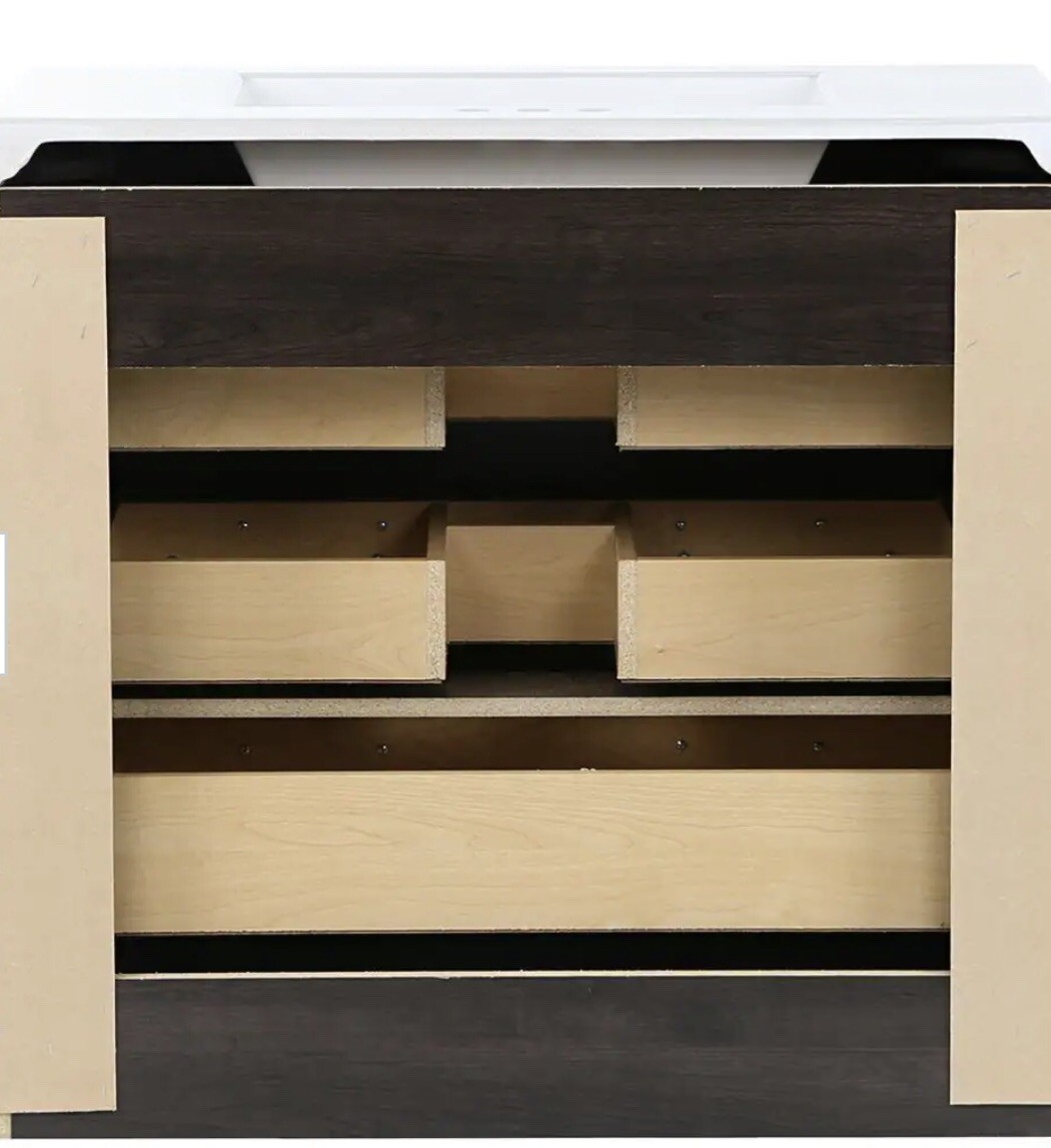 Glacier Bay 36” Vanity Combo With White Sink & Matching Mirror Bathroom Cabinets