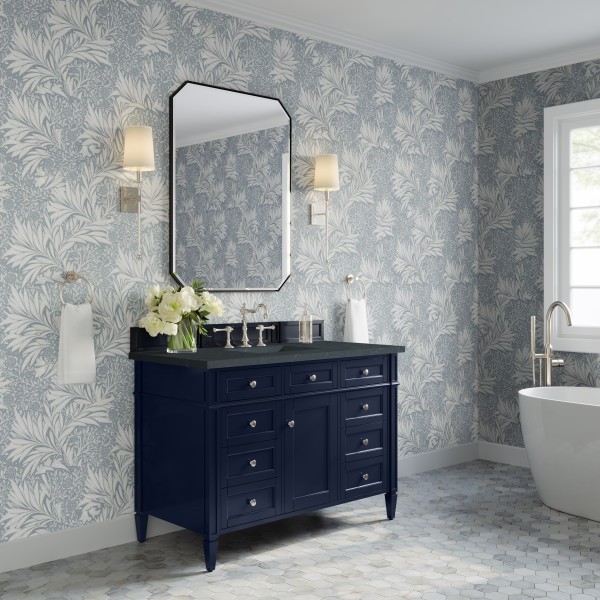 48″ James Martin Brittany 650-V48-VBL-3CSP Vanity Cabinet Charcoal Soapstone Top