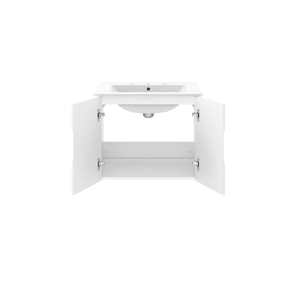 Modway Vitality 23″ Modern Wood/Ceramic Bathroom Vanity in White