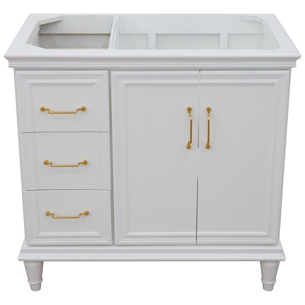 36 in. Single Wooden Vanity White Finish Right Door Cabinet Only