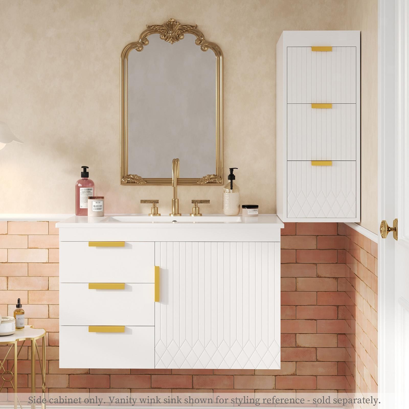 Wall-Mounted Floating Side Cabinet with Drawers, Space-Saving Storage